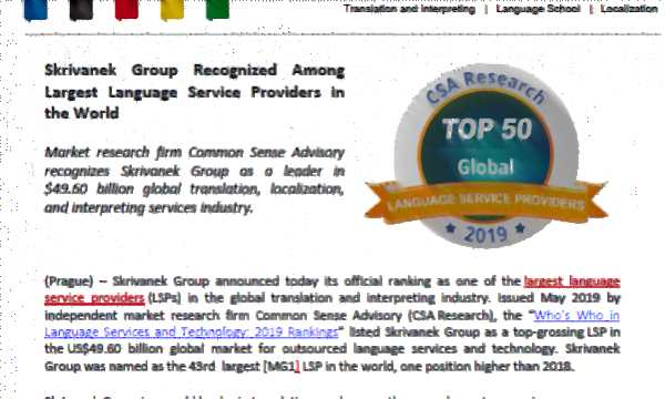 CSA 2019 : les 100 principaux prestataires de services linguistiques dans le monde