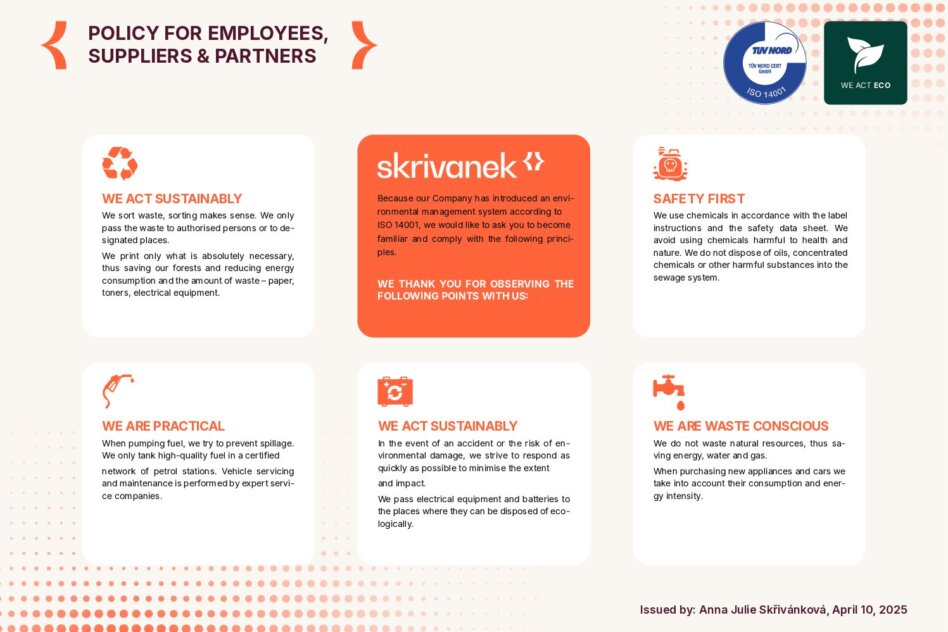 Policy for employees, suppliers & partners - WE ACT ECO