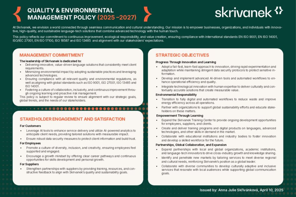 Quality and Environmental Management Policy